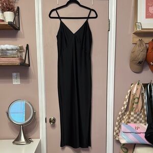 A New Day Black Midi Slip Dress Spaghetti Strap